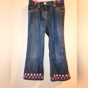 💕 Vintage Gymboree Wild One Dark Wash Pink Polka Dot Jeans Adjustable Waist 🦓